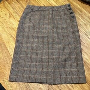 Pendleton Women’s Virgin Wool Brown Plaid Knee Length Skirt Preppy